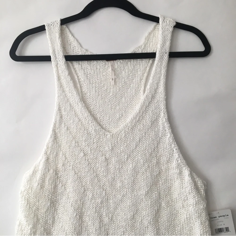 Free People Chevron Tank top Knit Sweater Ivory Size Medium - Picture 5 of 14